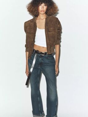 Zara rib high collar bomber jacket